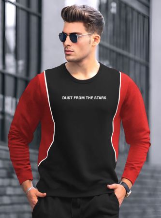 Men Printed Round Neck Cotton Blend Black T-Shirt